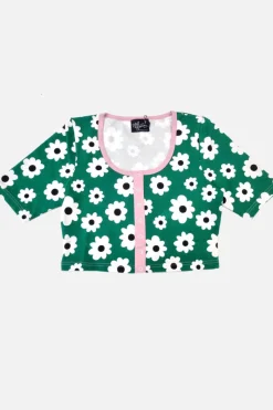 Hell Bunny Kitsch Daisy Top Green
