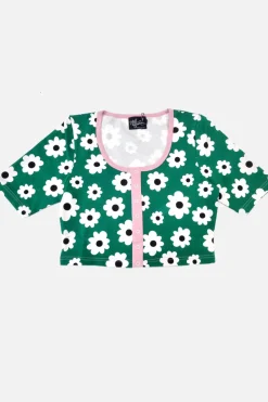 Hell Bunny Kitsch Daisy Top Green