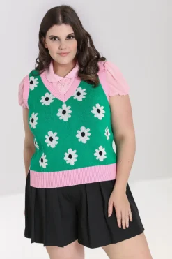 Hell Bunny Kitsch Daisy Vest Green Sale