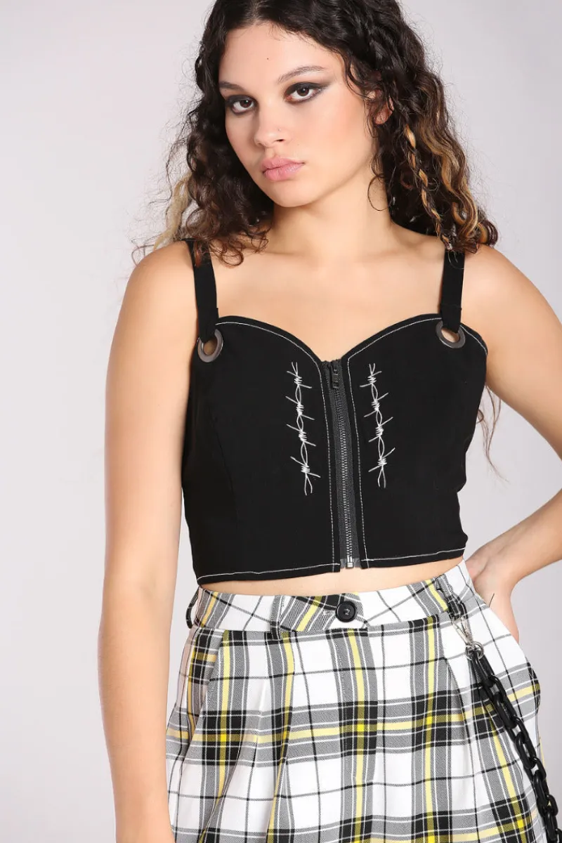 Hell Bunny Lennox Crop Top Black New