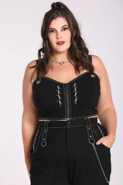 Hell Bunny Lennox Crop Top Black New