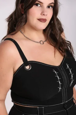 Hell Bunny Lennox Crop Top Black New