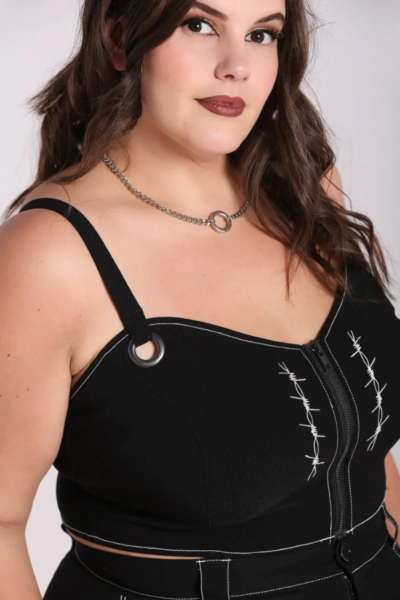 Hell Bunny Lennox Crop Top Black New