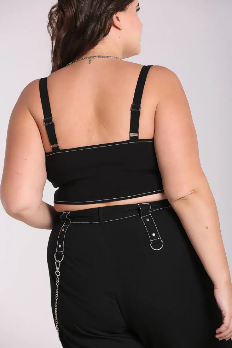 Hell Bunny Lennox Crop Top Black New