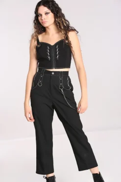 Hell Bunny Lennox Cropped Trousers Black Discount