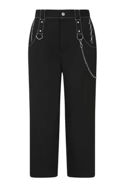Hell Bunny Lennox Cropped Trousers Black Discount