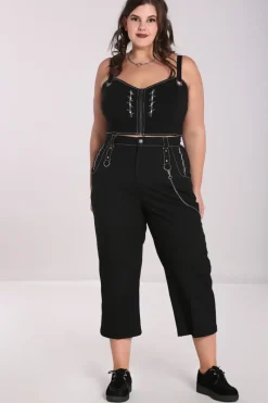 Hell Bunny Lennox Cropped Trousers Black Discount