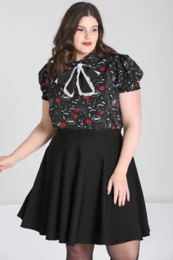 Hell Bunny Lilith Blouse Black New