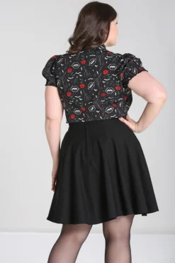 Hell Bunny Lilith Blouse Black New