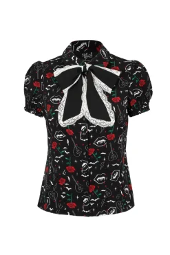 Hell Bunny Lilith Blouse Black New