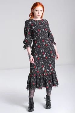 Hell Bunny Lilith Maxi Dress Black New