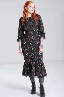 Hell Bunny Lilith Maxi Dress Black New