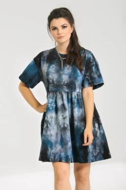 Hell Bunny Lost Mini Dress Navy Sale