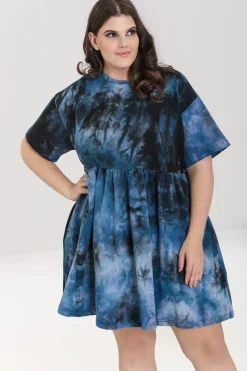 Hell Bunny Lost Mini Dress Navy Sale