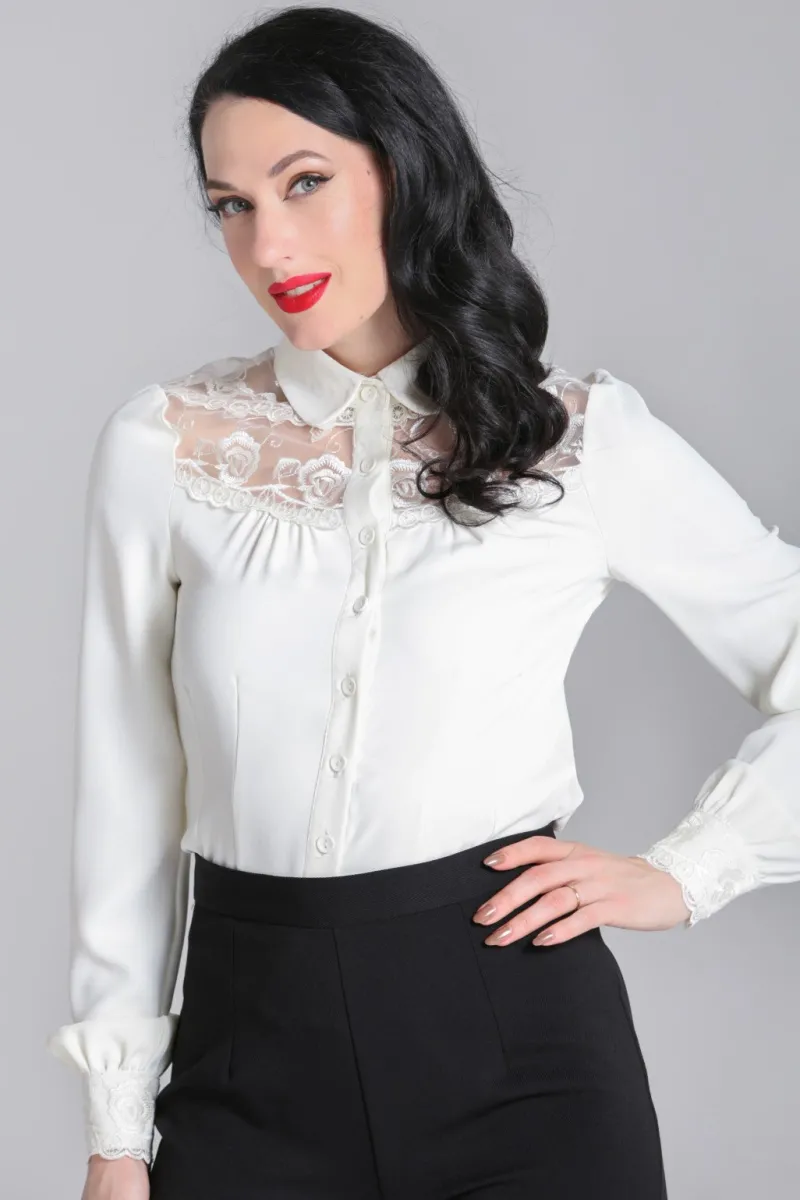 Hell Bunny Lucille Blouse Ivory Best