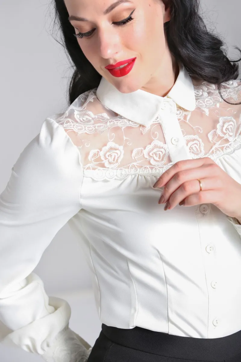 Hell Bunny Lucille Blouse Ivory Best