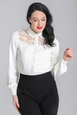 Hell Bunny Lucille Blouse Ivory Best