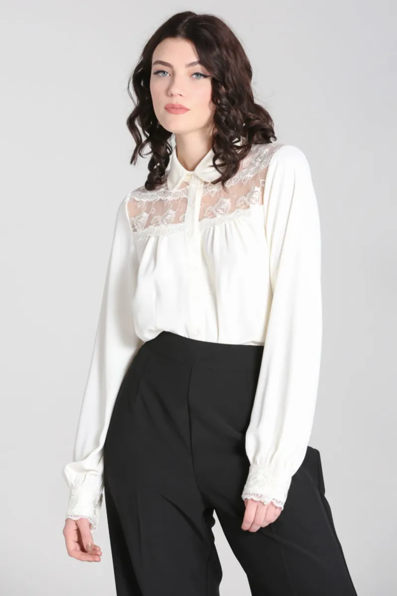 Hell Bunny Lucille Blouse Ivory Best
