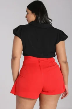 Hell Bunny Maddy Blouse Black Hot