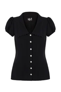 Hell Bunny Maddy Blouse Black Hot