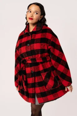 Hell Bunny Manhattan Coat Black/Red Online
