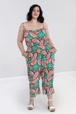 Hell Bunny Melonie Jumpsuit Orange New