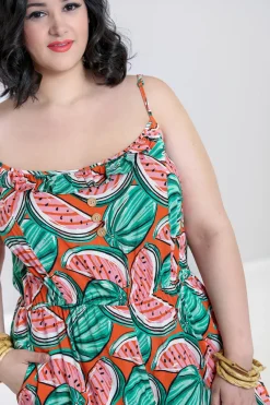 Hell Bunny Melonie Jumpsuit Orange New