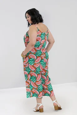 Hell Bunny Melonie Jumpsuit Orange New