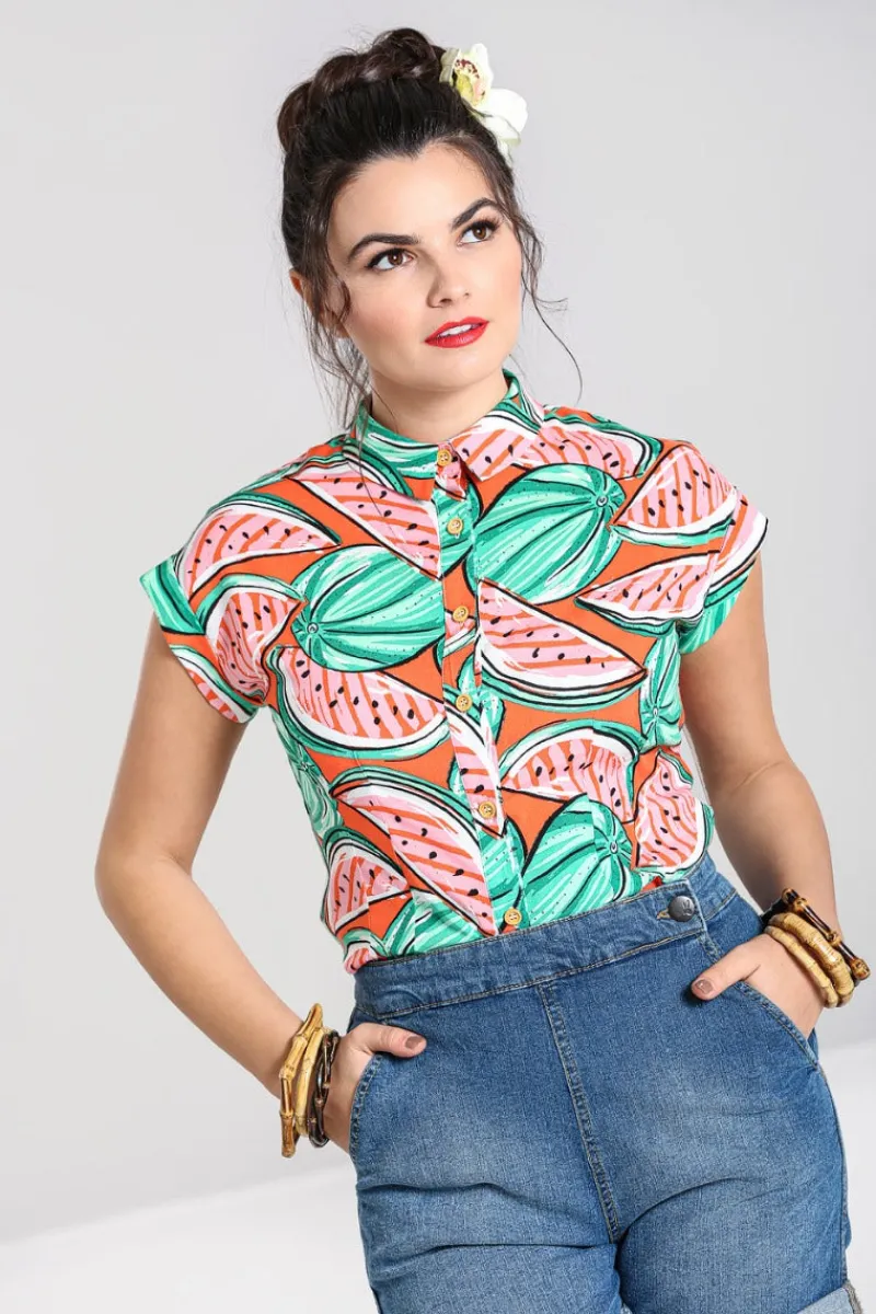 Hell Bunny Melonie Shirt Orange Best