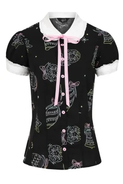 Hell Bunny Merry Blouse Black