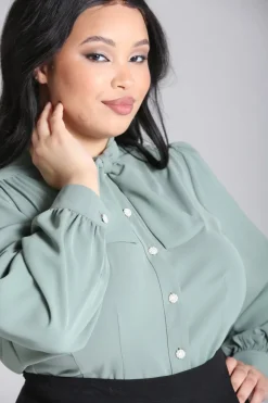 Hell Bunny Mia Blouse Green Best