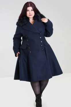 Hell Bunny Milan Coat Navy Outlet