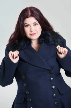Hell Bunny Milan Coat Navy Outlet