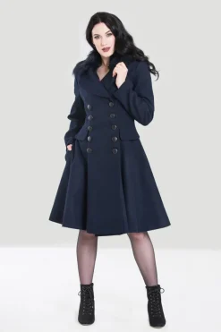 Hell Bunny Milan Coat Navy Outlet