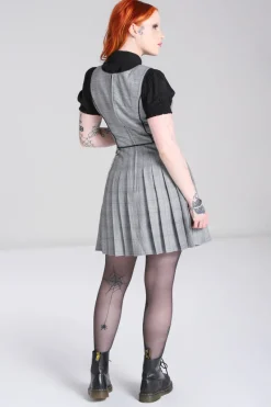 Hell Bunny Mina Pinafore Dress Grey Outlet