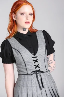 Hell Bunny Mina Pinafore Dress Grey Outlet