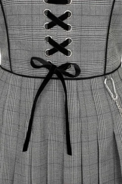 Hell Bunny Mina Pinafore Dress Grey Outlet