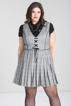 Hell Bunny Mina Pinafore Dress Grey Outlet