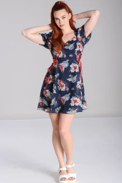 Hell Bunny Misa Mini Dress Navy Clearance