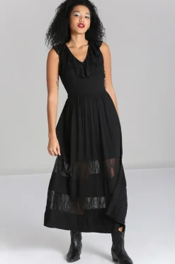 Hell Bunny Mortem Maxi Dress Black New