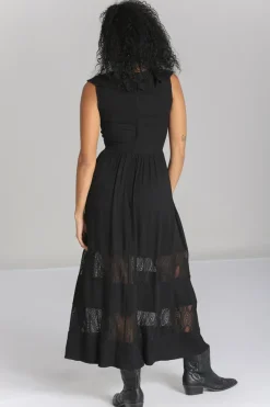 Hell Bunny Mortem Maxi Dress Black New