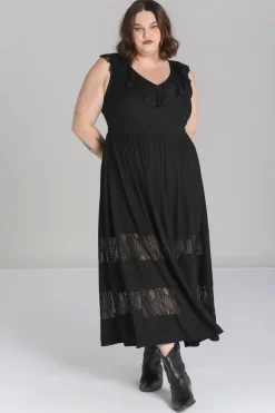 Hell Bunny Mortem Maxi Dress Black New