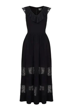 Hell Bunny Mortem Maxi Dress Black New