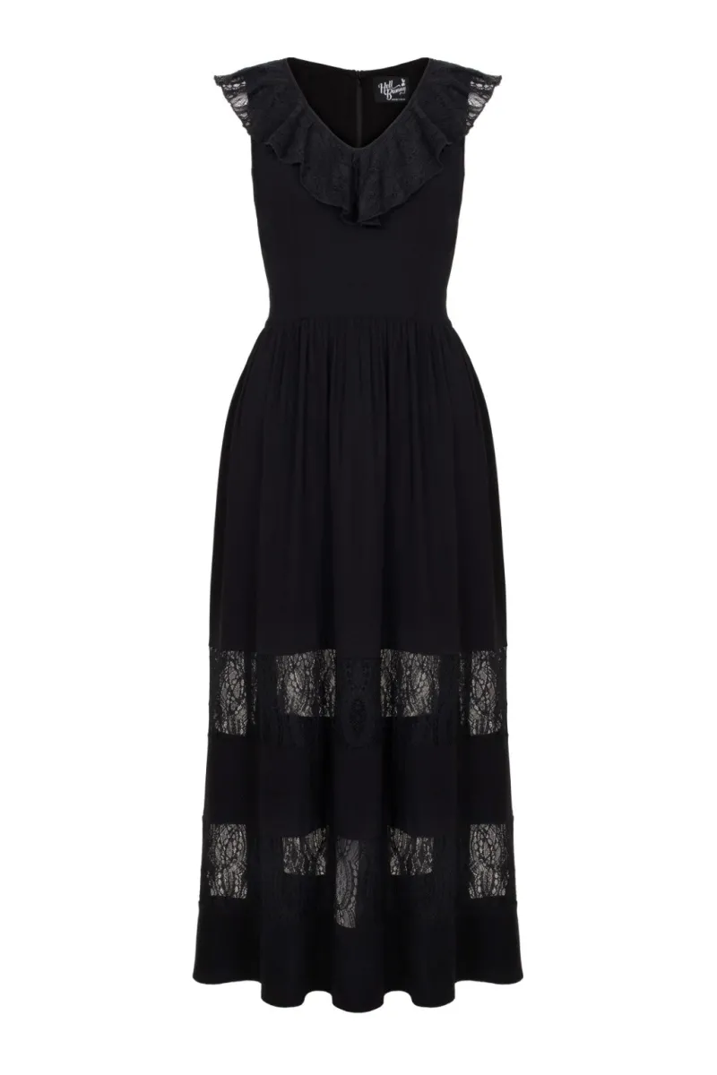 Hell Bunny Mortem Maxi Dress Black New