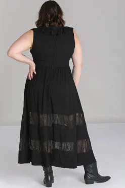 Hell Bunny Mortem Maxi Dress Black New