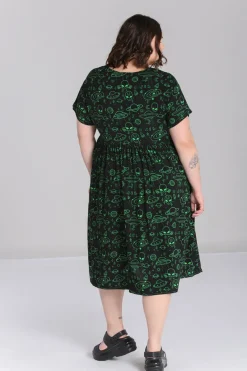 Hell Bunny Mulder Dress Green New