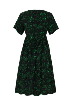 Hell Bunny Mulder Dress Green New