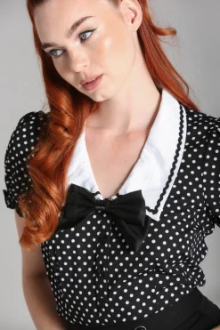 Hell Bunny Naomi Blouse Black/White Outlet