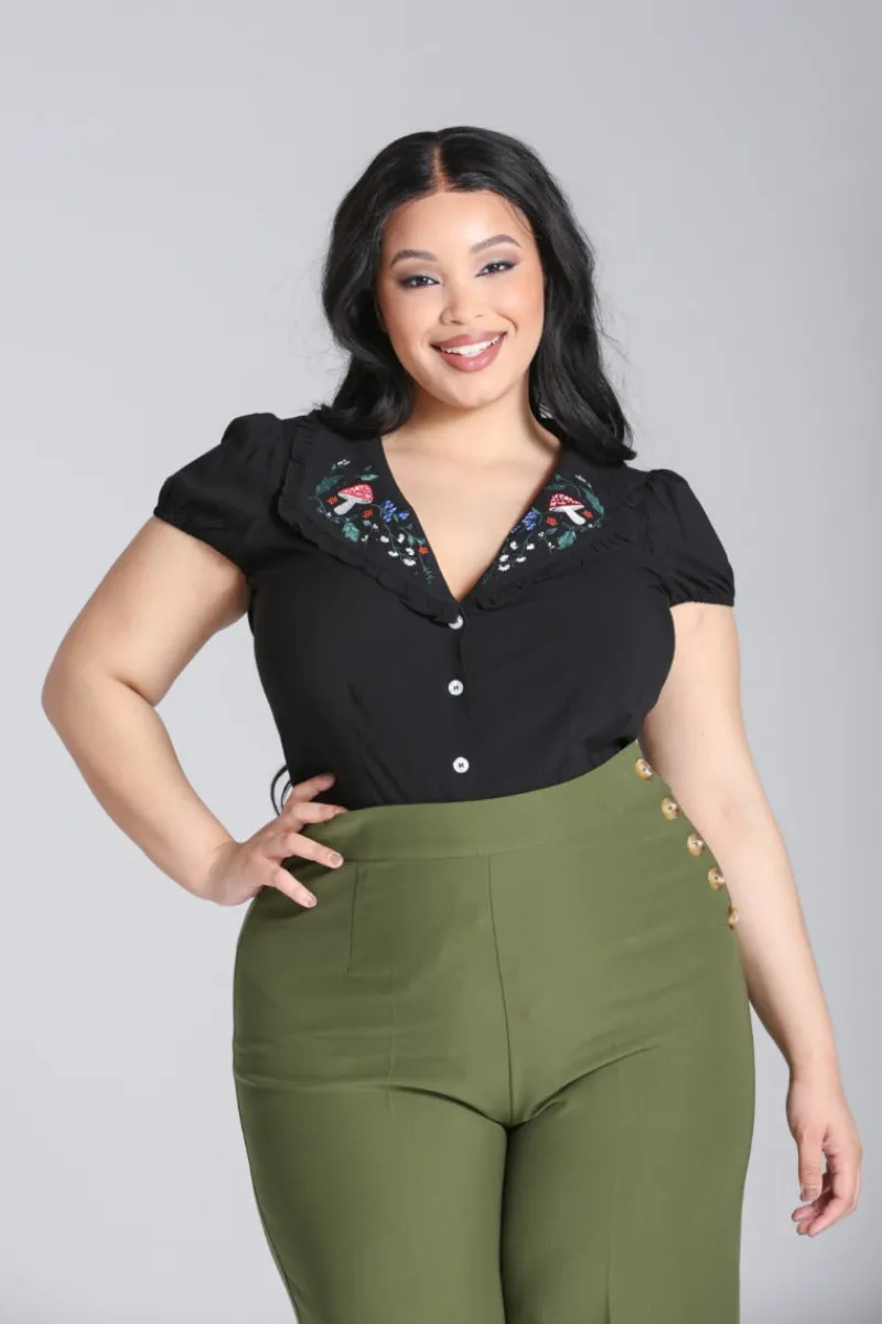 Hell Bunny Natura Blouse Black New