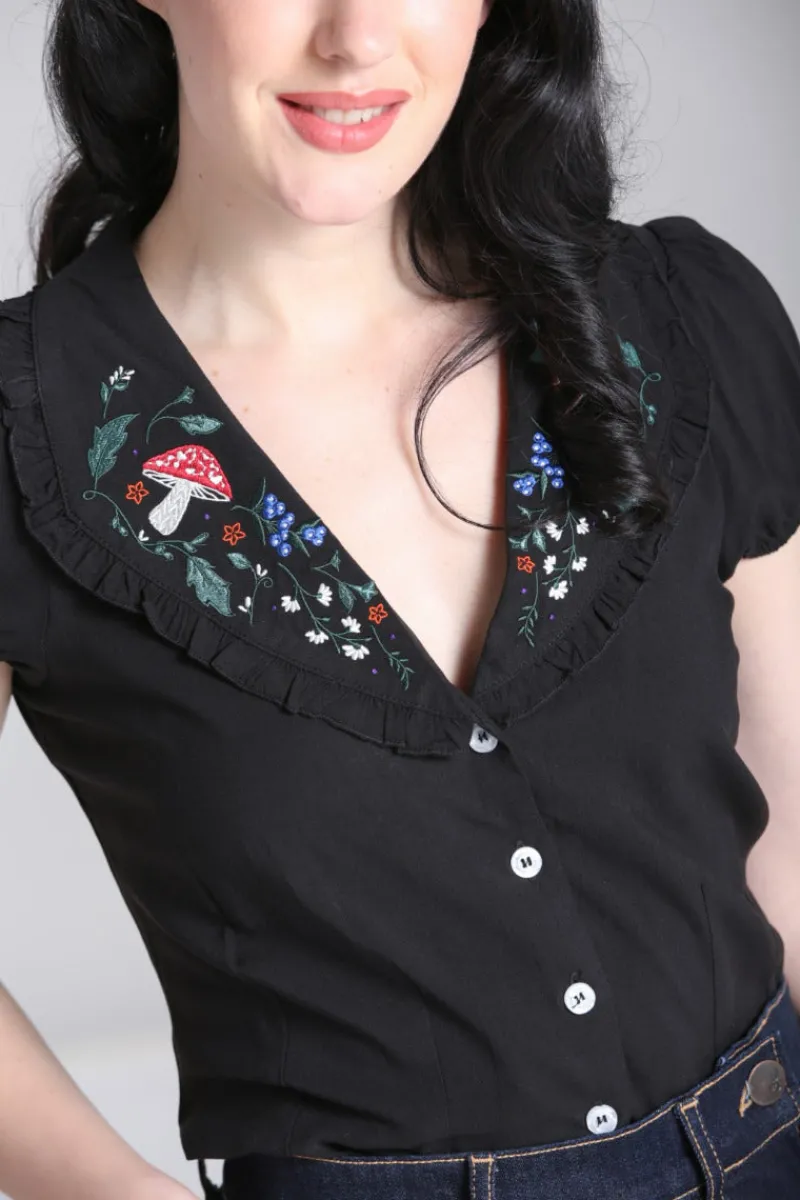 Hell Bunny Natura Blouse Black New